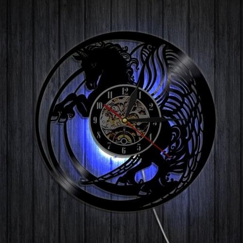 Nature Black Running Horses Equine Wall Art Wild Horses Clock Vintage Vinyl Record Wall Clock Horse Lover Home Decor Accessories