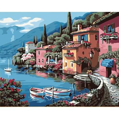 House Picture Diy Painting By Numbers Landscape Kit Modern Home Wall Art Picture Unique Gift For Home Decors Artworks