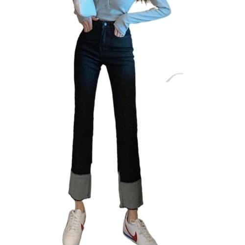 Jeans Women Panelled Female EA Straight Denim Trouser Vaqueros Mujer Korean Style Spring Chic Daily Cozy High Waist Streetwear