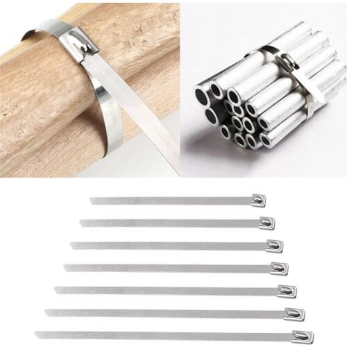 100 Pieces 304 Stainless Steel Cable Ties Self Locking Zip Ties for Home Garage Workshop