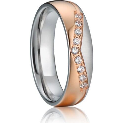 Ring i love you women cz 14k rose gold plated wedding bands stainless steel ladies alliance engagement rings female girls