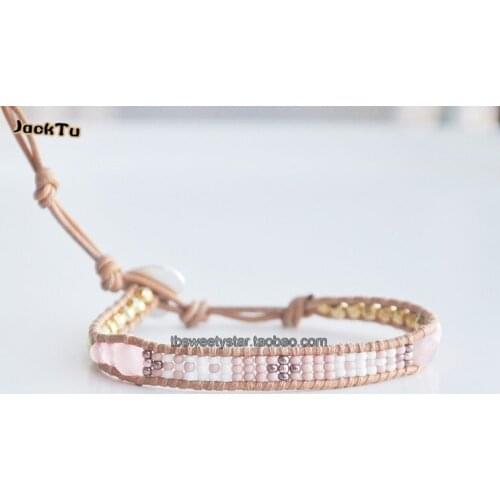 Valentines Day Collection | Pink Mix Single Wrap Bracelet on Beige