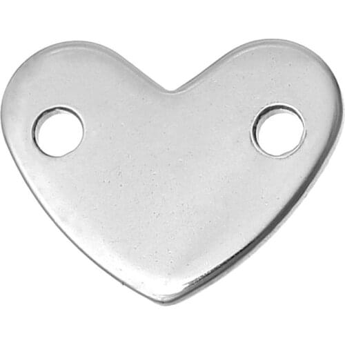 DoreenBeads 304 Stainless Steel Connectors Findings Heart Silver color DIY Making Necklace Fashion Jewelry 14.0mm x 11.0mm,20 PC