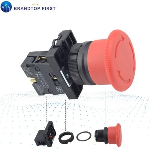 Red NC 22mm Emergency Stop Mushroom Push button switch XB2-ES542 Control electrical starter switch 220V 10A
