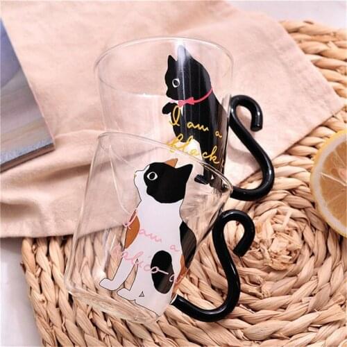 Cute Cat Milk Coffee Mug Water Glass Mug Cup Tea Cup Cartoon Creative Kitty Home Office Cup For Milk 8.5oz