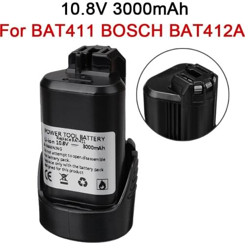 For Bosch BAT411 3000mAh 10.8V Li-ion Rechargeable Battery For BOSCH BAT412A BAT413A D-70745 2607336013 2607336014 PS20-2 PS40