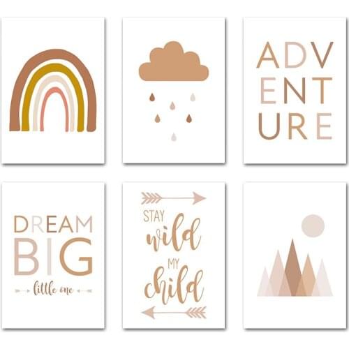 Lot style Choose Abstract Rainbow Nursery Quotes Children Art print Silk poster Home Wall Decor