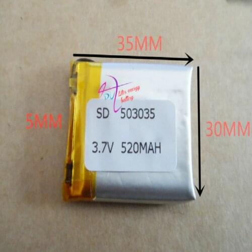 Best battery brand 3.7V polymer lithium 503035 053035 MP3 MP4 wireless headset 520MAH pedometer
