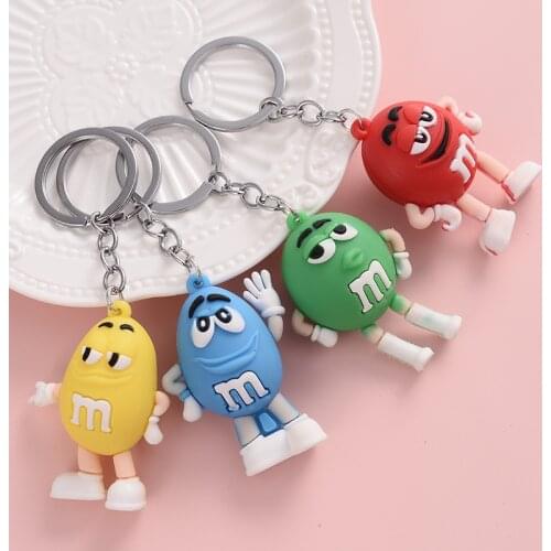 Cartoon Chocolate Bean Keychain Resin Doll Couple Key Chain Mens and Womens Jewelry Bag Pendant Children Lovely Keychain