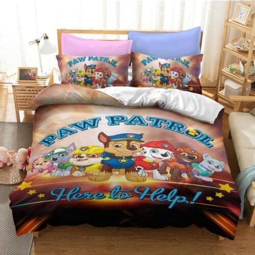 New Paw Patrol 3D Printt Quilt Cover Bedding Set Cotton Covers Large Pillowcases Bedding Cover Set 2/3-Piece for Kid Birth Gift