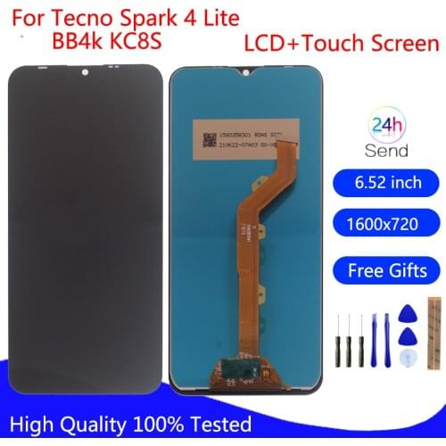 Original For Tecno Spark 4 Lite Display BB4k KC8S LCD Touch Screen Digitizer Assembly For Tecno Spark4 Lite LCD Display Parts