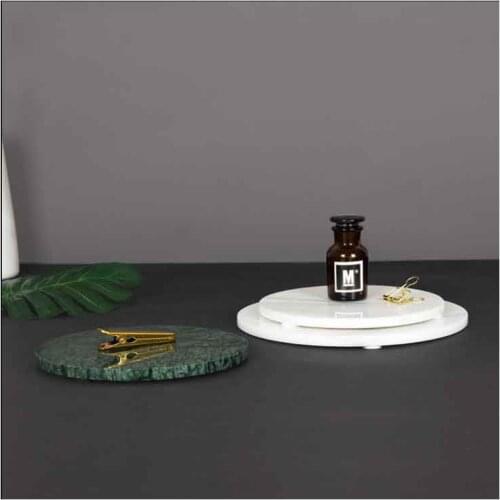 Natural Stone Marble Plates Cake Stand 20cm/25cm Marble Display Stands Desset Holder Cosmetic Display Decor