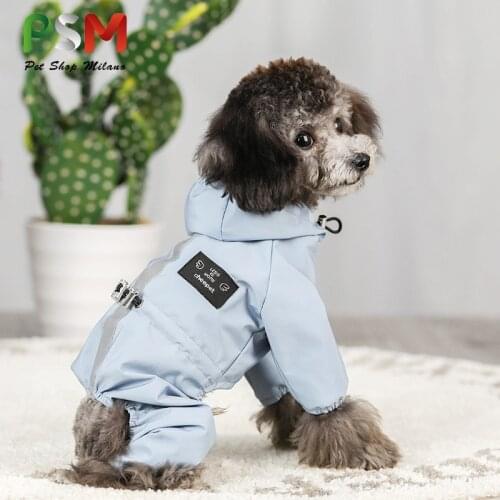 PSM Polyester Dog Raincoat Waterproof Hat Breathable Autumn Winter Dog Clothes Pet Raincoat Jacket Chihuahua