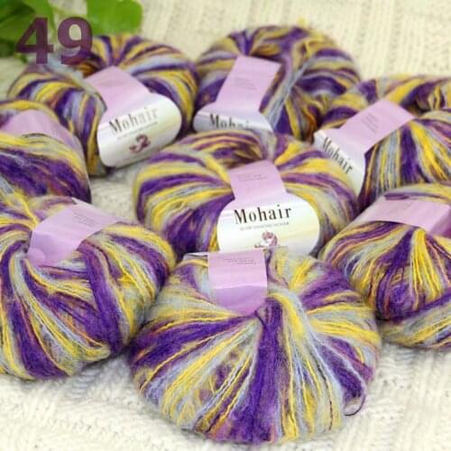Sale New 8BallsX25g Luxury Soft Mohair Warm Wrap Shawl Hand Knit Crochet Yarn Purple Yellow Gray 291-49-8