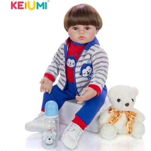 KEIUMI Realistic 60 cm Hot Sale Handsome Reborn Baby Doll Silicone Reborn Menina Boenca For Childrens Day Gift