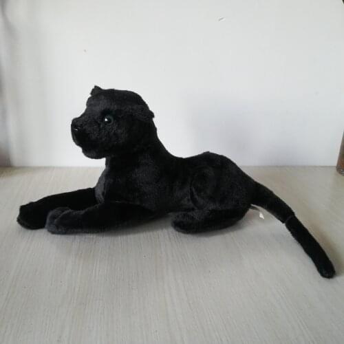 Real life toy about 32cm lying black leopard plush toy panther soft doll birthday gift w1018