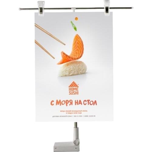 Height adjustable display stainless steel poster clip promotion sign holder sales cardboard display racks stand