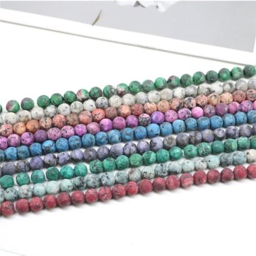 Dull Polish Natural Granite Stone Beads 4/6/8/10mm Frosted Round Loose Stone Beads For Jewelry Making DIY Bracelet Strand 15