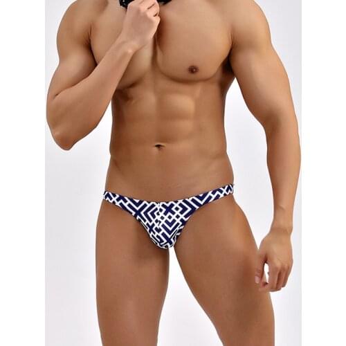 Blue men sexy tight low waist half pack hip swimwear men swimming beach shorts men swim briefs bikinis surf swimsuits small size