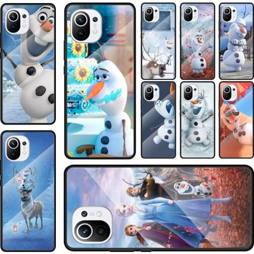 Olaf Snowman Frozen Tempered Glass Cover For Xiaomi Mi 11 Ultra 11i 10T Note 10 CC9 CC9E 9T Lite Pro Phone Case Coque
