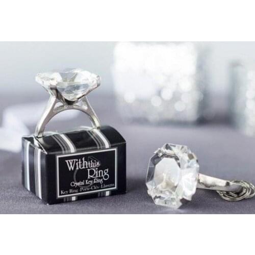 Sparkling Diamond Shaped Engagement Key Ring KeyChain Wedding Favors Bridal Shower Favor Hen Night Christmas Party Gift