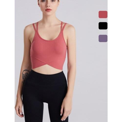 Yoga Tops Fitness Running Fitness Bra Sports Underwear Women High-Intensity Shockproof Gathering Cross-Shape With Pad