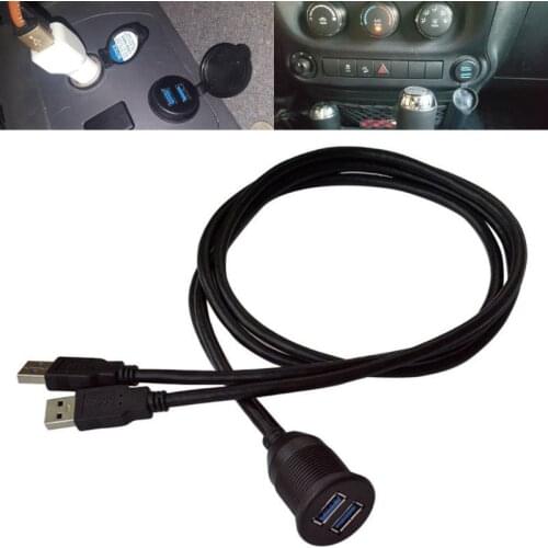 Dual USB 3.0 Male to Female Car Boat Dash Panel Flush Mount Extension Cable 2m