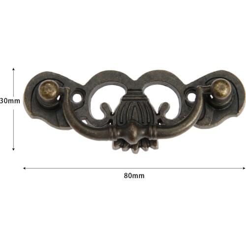 1Pc 80*30mm Vintage Bronze Wooden Gift Box Furniture Handle Knobs Cabinet Knobs and Handles Chinese Furniture Hardware