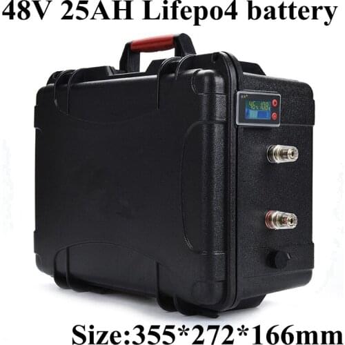 Waterproof 48v 25Ah Lifepo4 battery Lithium iron phosphate battery 20Ah Bike scooter bike power 2000w with BMS + 5A Charger