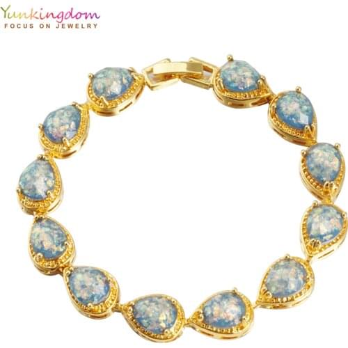 Yunkingdom vintage retro palace style water drop round stone bracelets for women pulseras bracelet femme pulseras mujer LPK2172