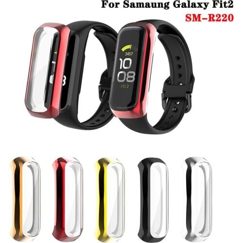 PC Protective Watch Case Full Electroplate Cover Screen Protector For Samsung Galaxy Fit 2 SM-R220
