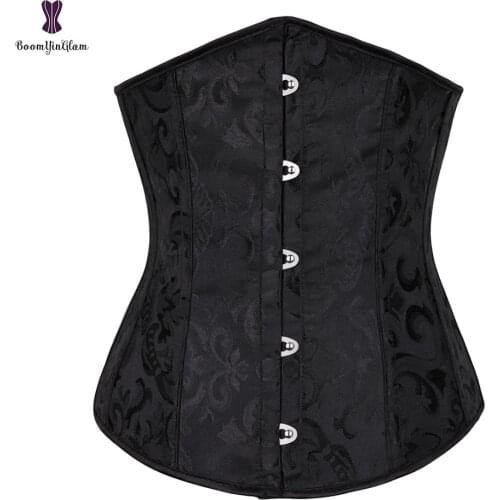 Jacquard Underbust Corset Floral Push Up Boned Bustier Gothique Korsett For Women Front Busk Push Up Gorset Plus Size Korse Sexy