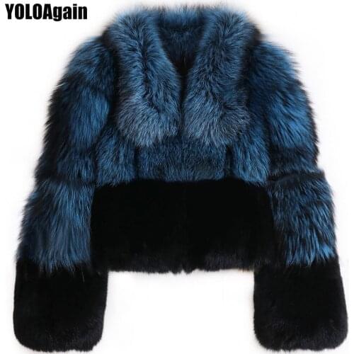 YOLOAgain winter warm women real fox fur jacket ladies natural fox fur coat