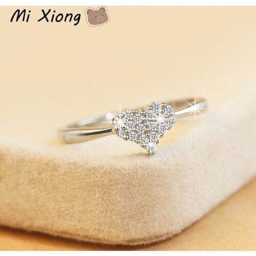 Mi Xiong 925 Sterling Silver Rings for Women Original Design Heart-shaped Luxury Diamond Noble Romantic Engagement Brand Jewelry