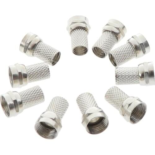 10Pcs 75-5 F Plug Connector Screw On Type For RG6 Satellite TV Antenna Coax Cable Twist-on