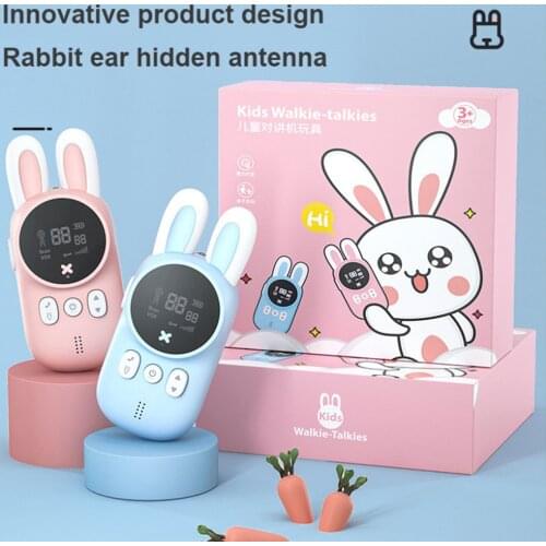 2PCS Walkie Talkies Kids Cute Portable 3km Long Range Two Way Radio Interphone Toys with Flashlight Lanyard for Boys Girls Gift