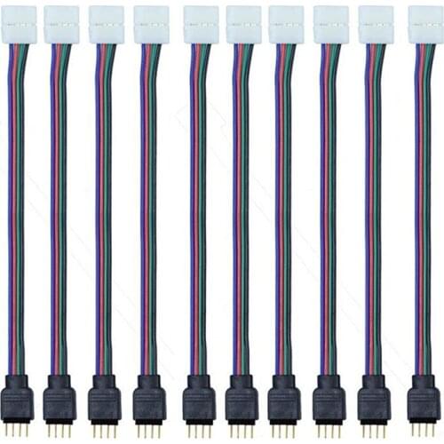 15cm 5050 RGB 4 pin LED Strip Light Connectors Strip to Power Adaptor 4 Conductor 10mm Wide Connector
