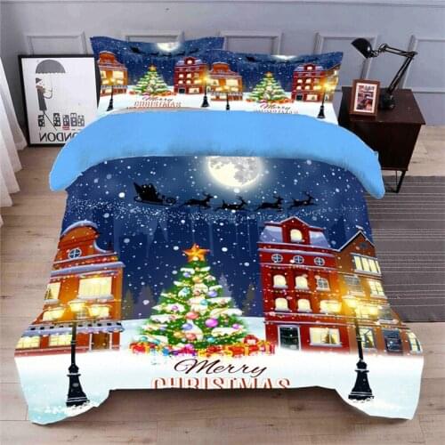 4pcs Queen King Size bedding Set Glowing Christmas Tree Restaurant 3D Duvet Cover Pillow Case Quality Bedding