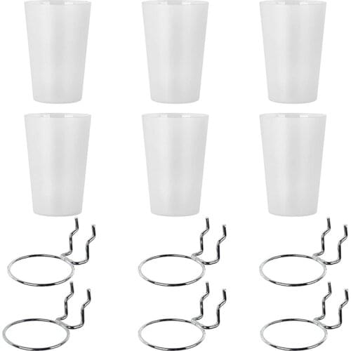 6 Sets Pegboard Bins with Rings Style Pegboard Hooks with Pegboard Cups Pegboard Cup Holder Accessories Transparent