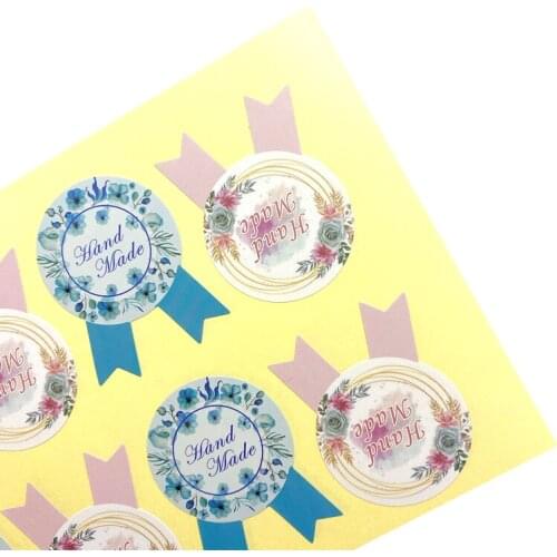 80pcs HandMade Pink Blue Medal Shape Seal Craft Sticker Food Cookie Decal Party Gift Baking Package Paper Tags Labels