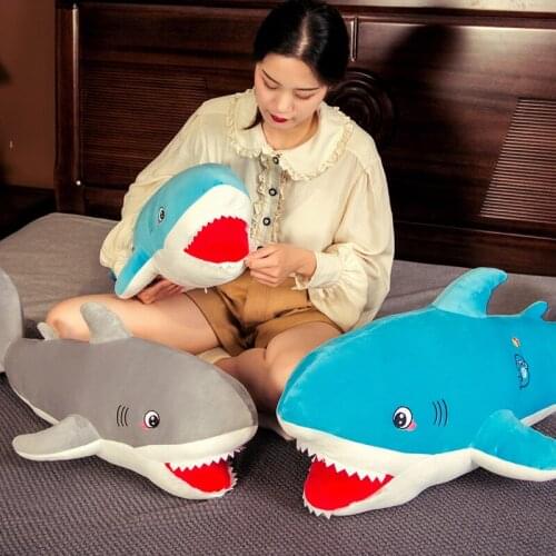80/100cm Cartoon Soft Cute Shark Plush Toys Stuffed Lovely Marine Animals Pillows Dolls For Girls Kids Friends Birthday Gifts