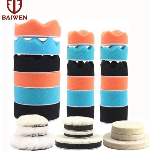 9pcs Set Car Polishing Sponge Pads Kit Foam Pad Buffer Kit 1/2/3inch Waxing Buffing Pads for Removes Scratches