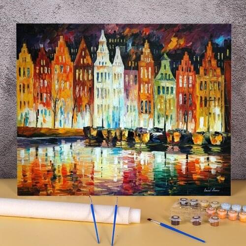 Amsterdams Panorama Painting By Numbers Set Oil Paints 40*50 Boards By Numbers Paintings Crafts For Adults For Drawing Art