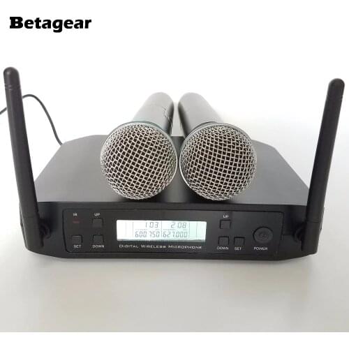 Betagear 2-Ch UHF Wireless Karaoke Microphone System GLDX4 600-649Mhz Digital Microphone UHF Dual Handheld Microfone microfono