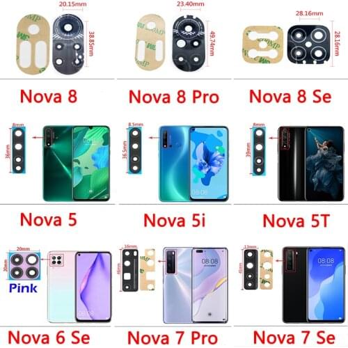 For Huawei Nova 5T 5 5i 5T 5Z 6 Se 7 8 Pro Nova 8 Se Rear Back Camera Glass Lens Cover With Glue Adhesive Sticker