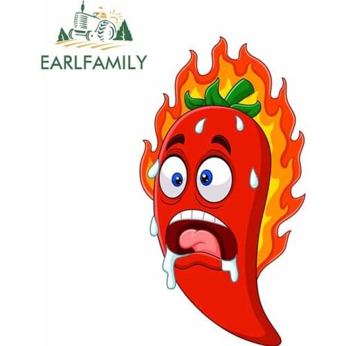 EARLFAMILY 13cm x 7.4cm for Cartoon Chili Pepper DIY Motorcycle Stickers Motorcycle Car Decals Bumper Window Car Accessories