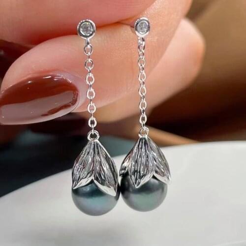 Trendy New 925 Silver Earrings Findings Mountings Settings Jewelry Parts Fittings for Pearls Coral Jade Agate Beads Stones