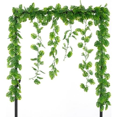 Artificial Turtle Leaf Green Artificial Plant Eucalyptus Leaf Rattan Grass Home Garden Christmas Party Wedding Table Decorative