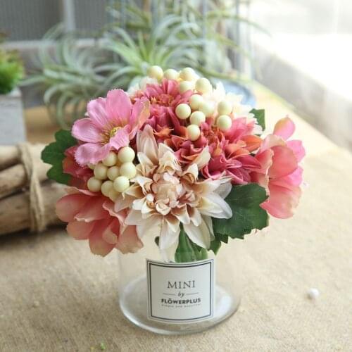 Artificial Dahlia Coreopsis Flowers Wedding Bride Holding Bouquet Simulation Silk Home DIY Party Vase Plant Interior Decoration