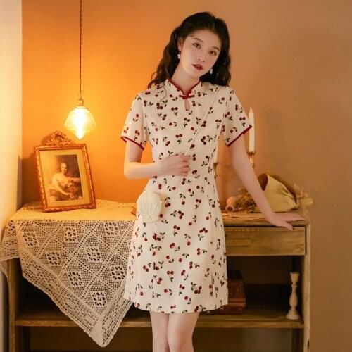 Chinese Improved Cheongsam Traditional Dress Silk for Girls Sexy Dresses Summer Retro Plus Size Satin Summer Vintage Dress Women